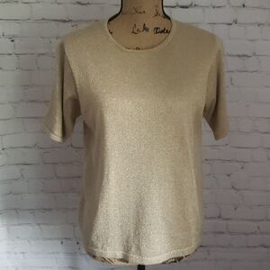 Vintage 80s Metallic Gold Shimmer Glitter Shirt